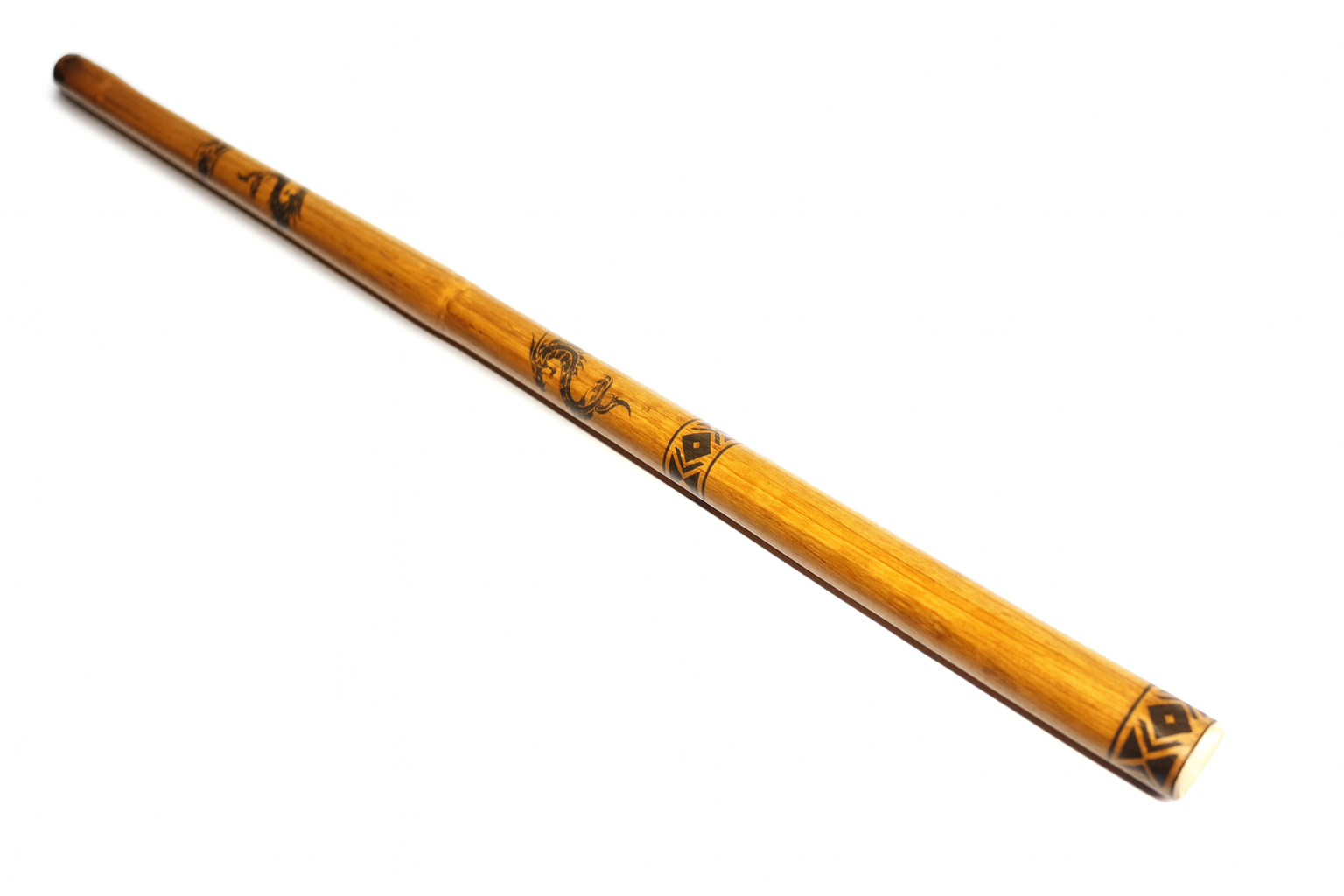 Dragon – Philippinischer Rattan-Stock 71 cm (Ø 24–26 mm) | gebranntes Drachen-Motiv, lackiert | Eskrima/Kali/Arnis